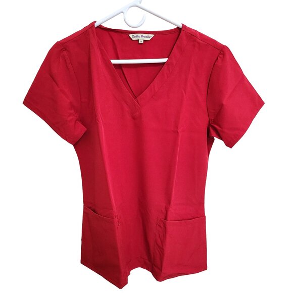 NEW Two Christmas Scrub Tops Red and Blue with Christmas Tree Cats Dogs Sz M - Picture 7 of 16